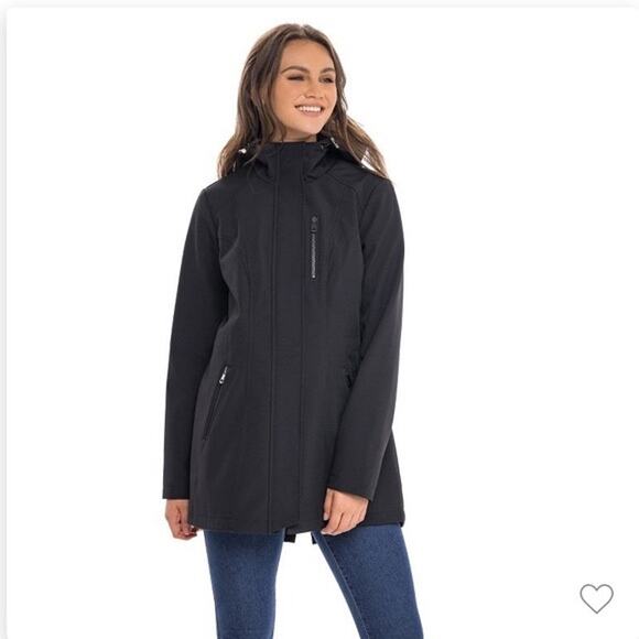 BCBGMAXAZRIA Jackets & Blazers - Bcbg max Azria black Womens Contemporary
Fit Long Sleeve Rain Coat